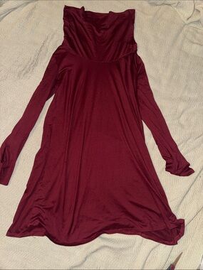 Long Sleeve Burgundy A-Line Dress